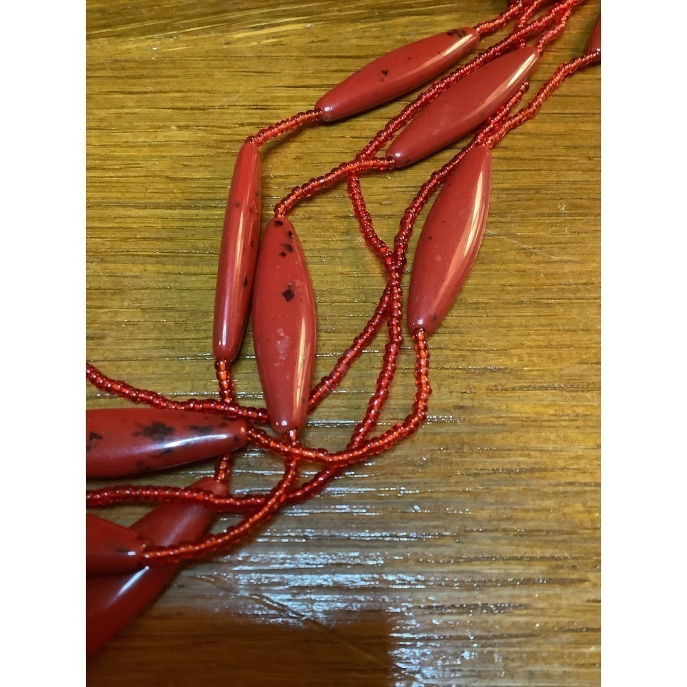 Southwestern‎ Boho Red Glass Beaded Necklace